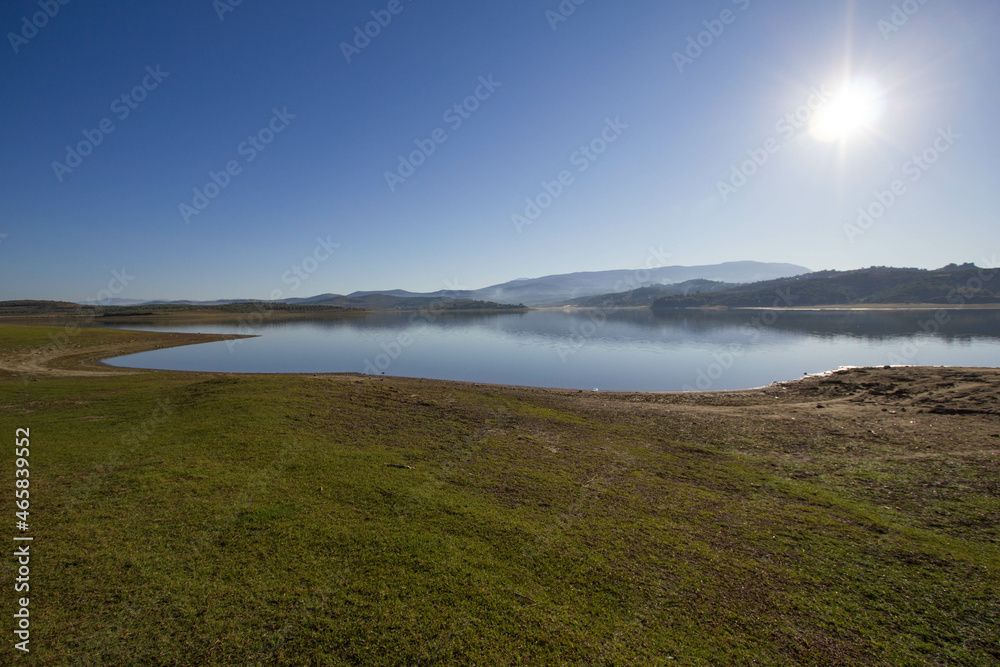 beautiful calm lake called rezervuari i roskovecit, albania