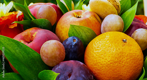 Fruit bouquet (apple, orange, peach)