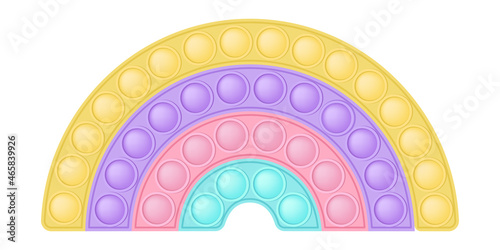 Popit a fashionable silicon fidget toys. Bubble sensory popit for kids fingers. Addictive antistress rainbow toy for fidget in pastel colors. Vector illustration isolated on a white background.