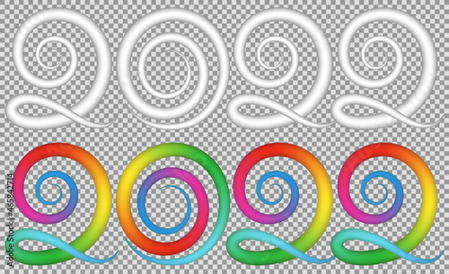 Multicolored candy shape of new year 2022 vector illustration. Eps 10 with gradient mesh objects without effect or transparencies.