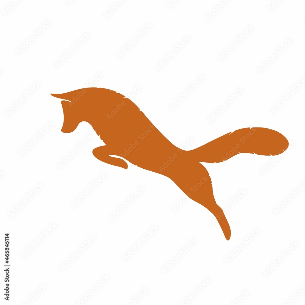 Fototapeta premium Vector drawing of a fox silhouette in a jump