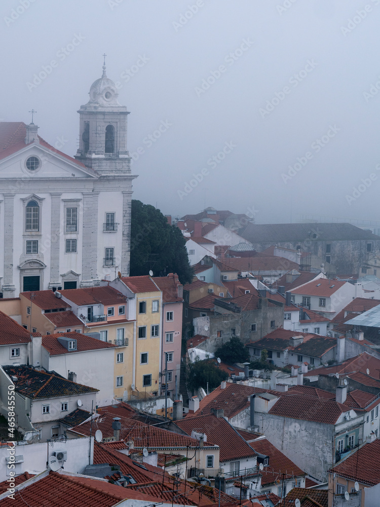 Lisbon on a foggy day