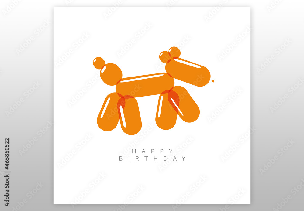 Happy Birthday Vector Illustration Card with Balloons Animal Dog Stock ...