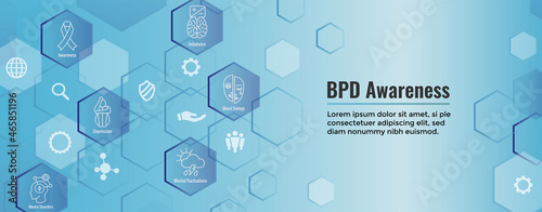 BPD - Borderline Personality Disorder icon set with web header banner