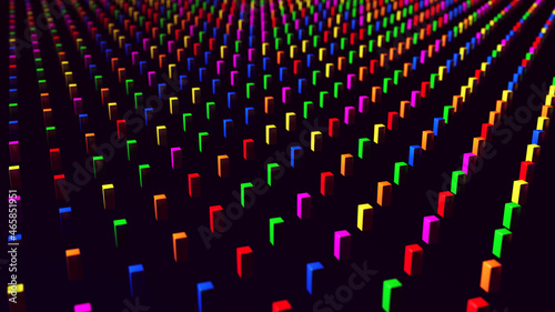 Colourful Cube Blocks Pattern Rainbow Candy Colours Glow Backdrop Design 3d illustration render	 photo
