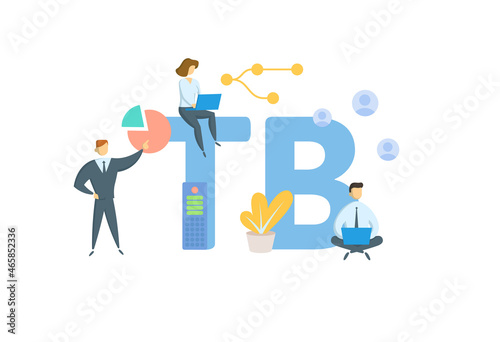 TB, Transaction Banking. Concept with keyword, people and icons. Flat vector illustration. Isolated on white.