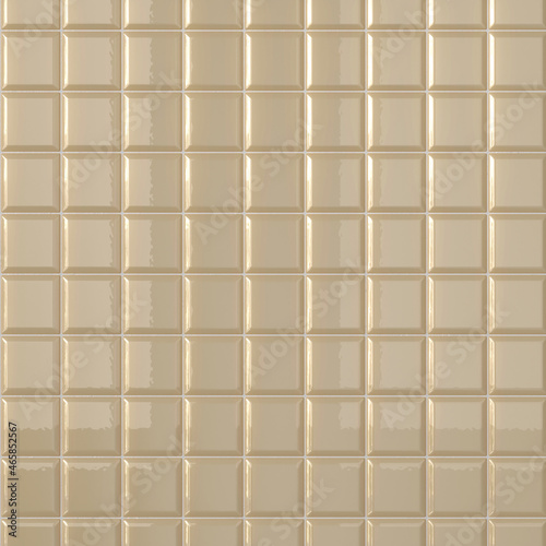 3d rendering of beveled square glossy beige ceramic tiles