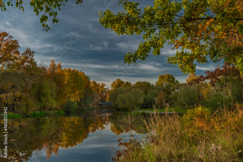 Autumn Malse river with color water and trees photo