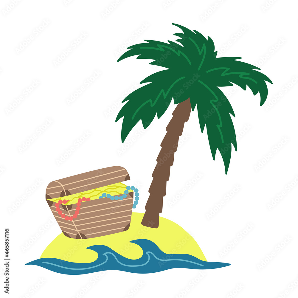 treasure island in a flat cartoon style Stock Vector | Adobe Stock