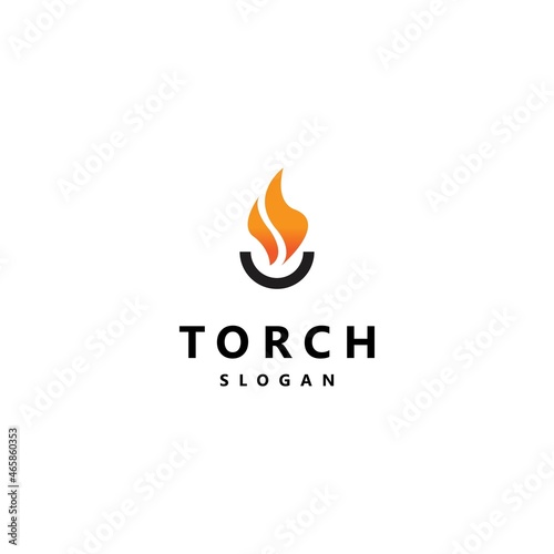Flame Logo. Torch Symbol Isolated on White Background. Design Vector Illustration.