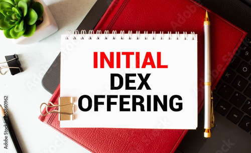 Concept ido or Initial DEX Offering with abstract icons. photo