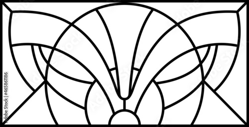 Vector sketch of a stained glass window. Abstract stained glass background. Art Nouveau decor for interior. Luxury modern interior. Template for design.