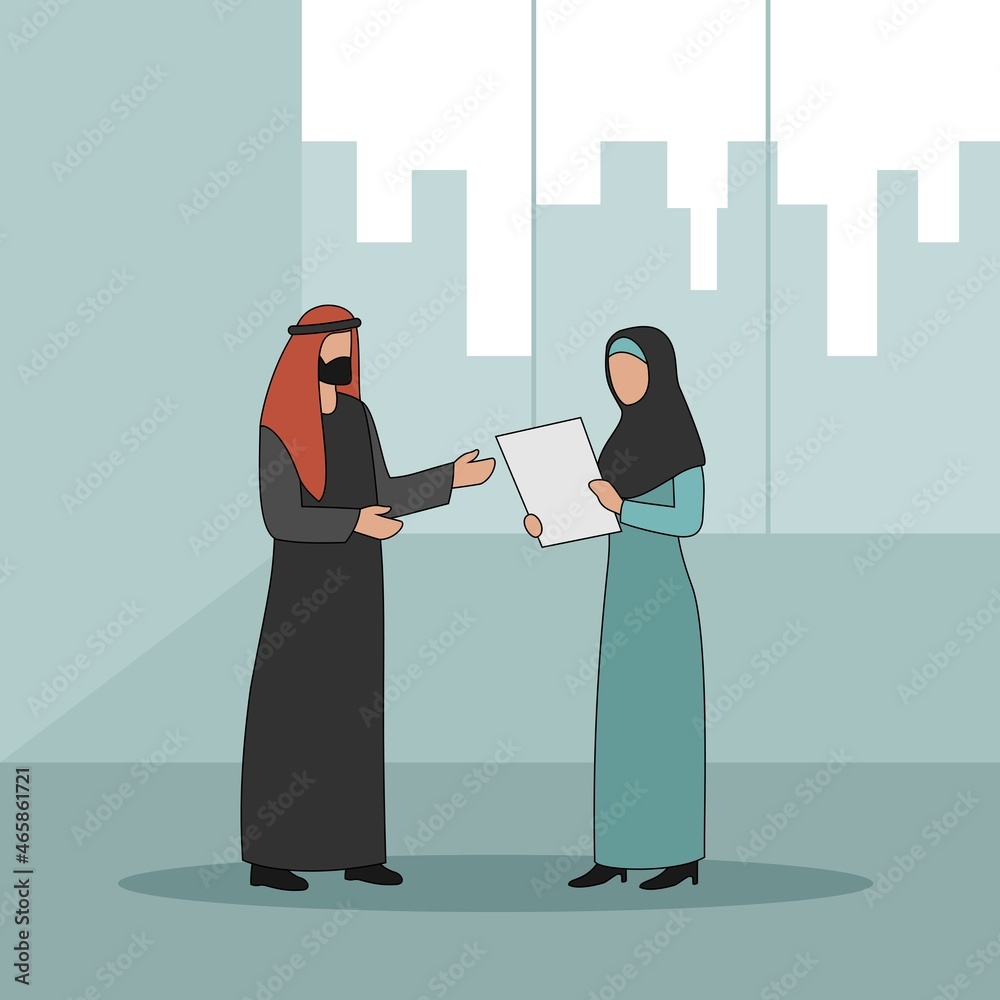 custom made wallpaper toronto digitalArabic Business Characters Vector Illustration - Business Discussion