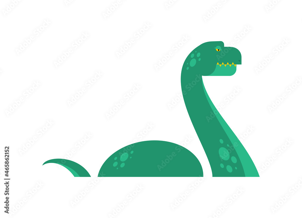 Loch Ness monster Nessie isolated. Monstrous animal Loch Ness monster Nessie isolated. Monstrous animal
