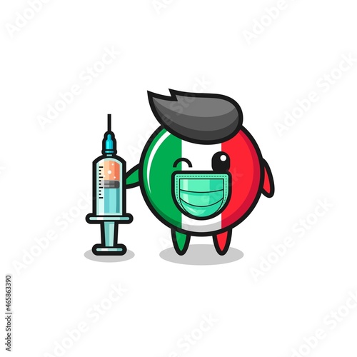 italy flag mascot as vaccinator