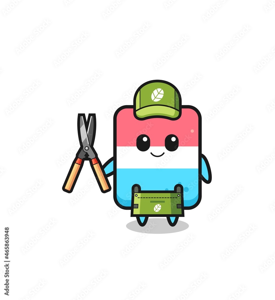 Fototapeta premium cute eraser as gardener mascot