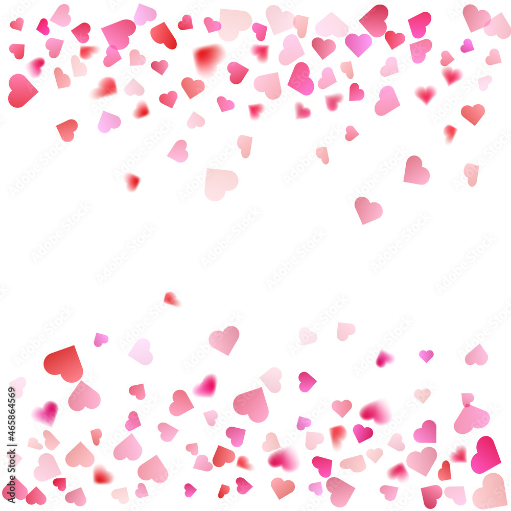 Pink particles heart shape. Valentines Day background of hearts falling. Element for greeting cards