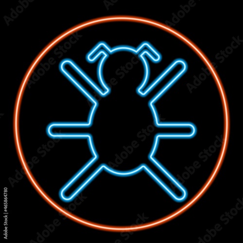 Beetle neon sign, modern glowing banner design, colorful modern design trend on black background. Vector illustration.
