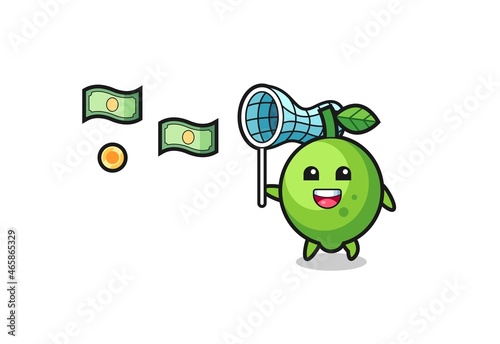 illustration of the lime catching flying money