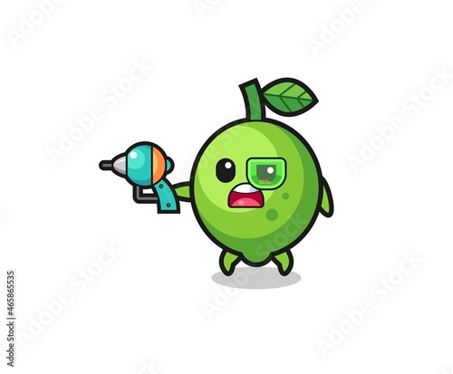 cute lime holding a future gun