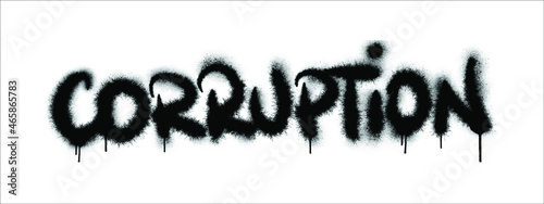 Corruption sprayed text. Vector. Isolated. Art for logo, print, etc.