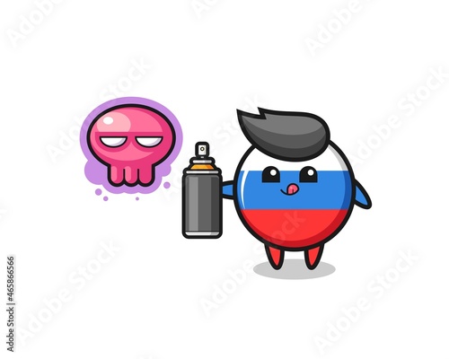 russia flag cartoon make a graffiti with a spray paint
