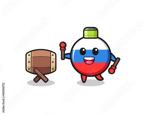 russia flag muslim cartoon is beating the bedug