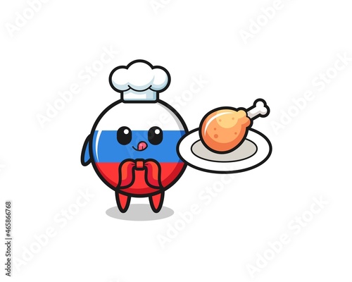 russia flag fried chicken chef cartoon character