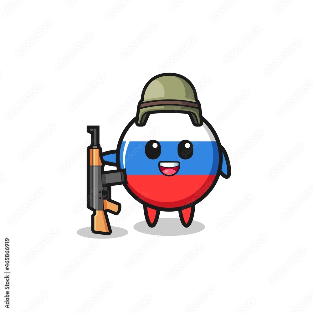 cute russia flag mascot as a soldier