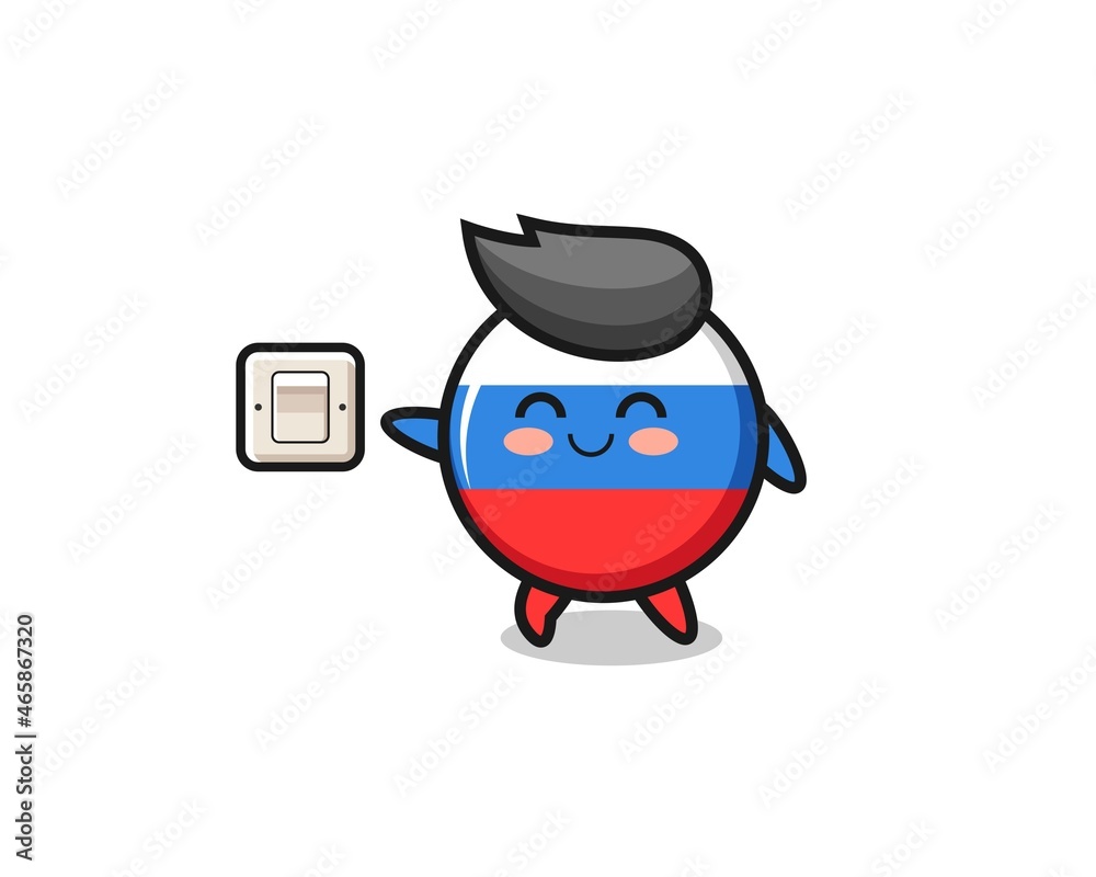 Fototapeta premium cartoon russia flag is turning off light