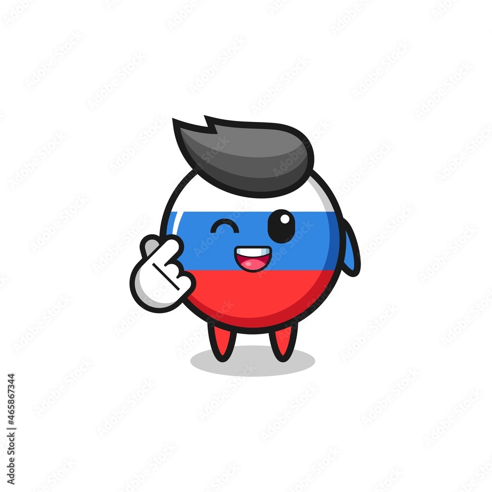 russia flag character doing Korean finger heart