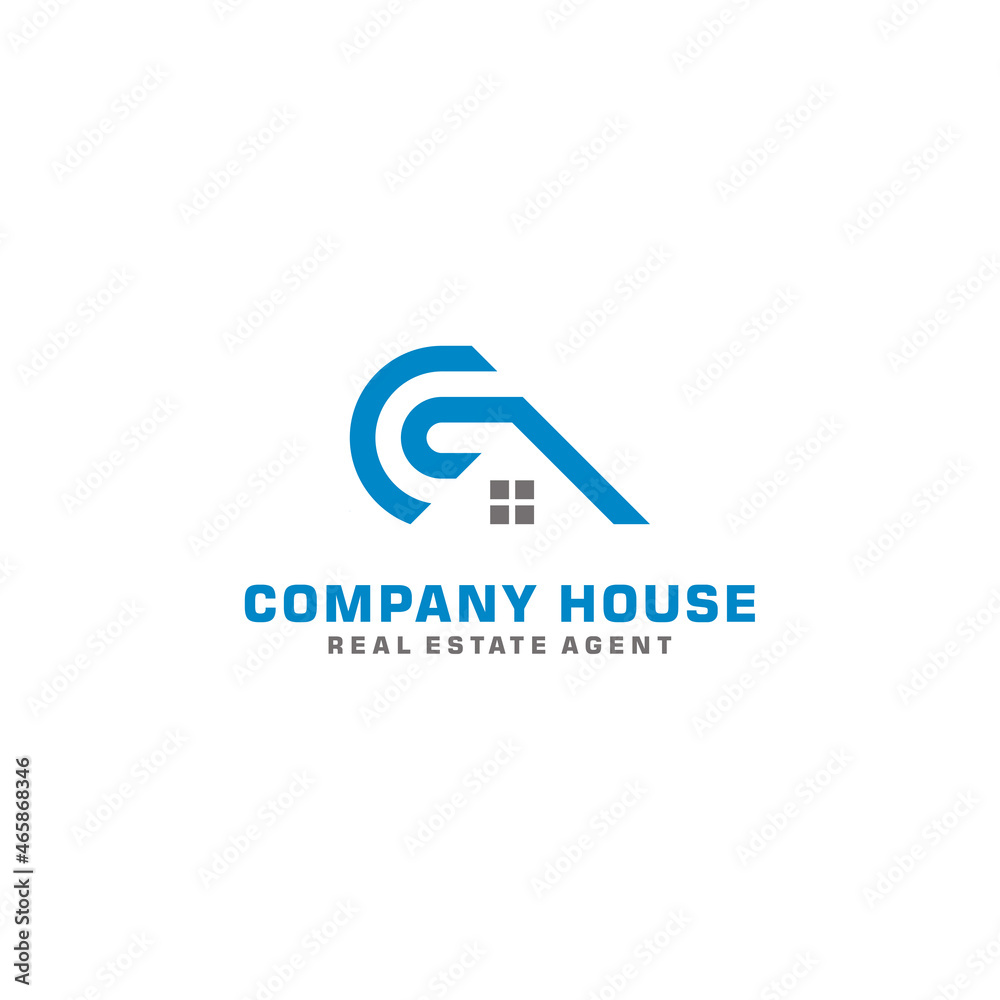 Vector logo combination of initials C and house building
Vector logo combination of initials C and house building