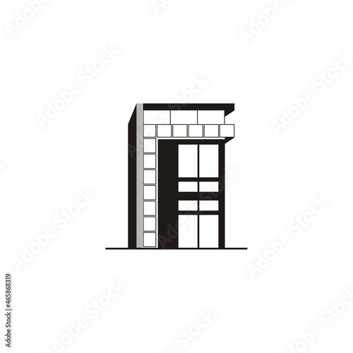 Small black shop building icon vector