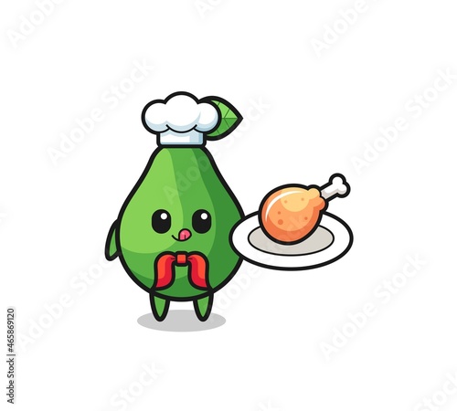 avocado fried chicken chef cartoon character