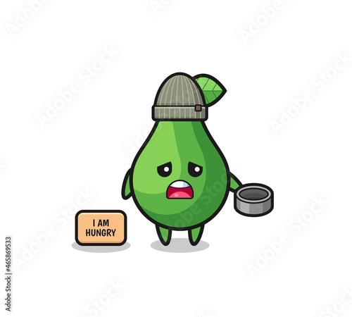 cute avocado beggar cartoon character