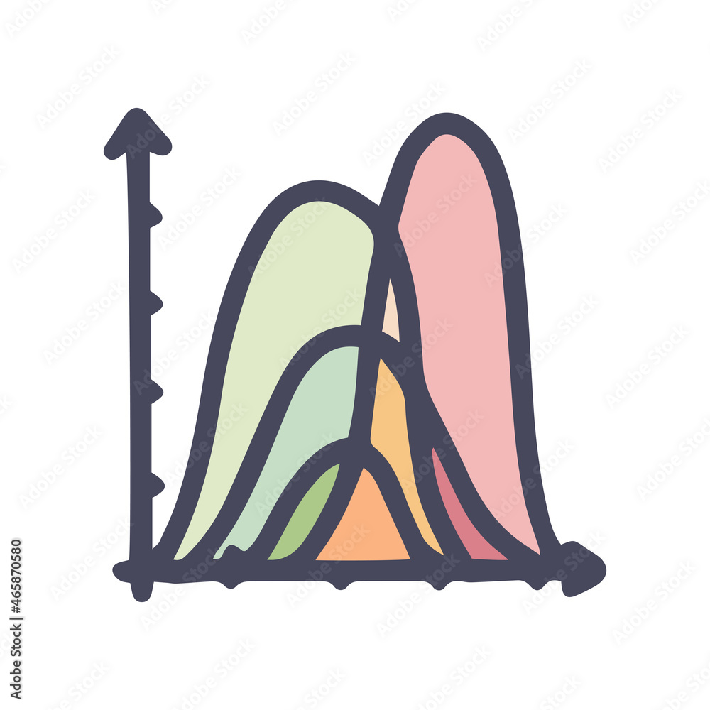 normal distribution graph color vector doodle simple icon