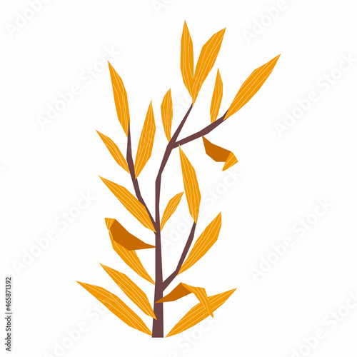 Wallpaper Mural Vector flat isolated image with dry branch of weeping willow tree with yellow leaves. Concept autumn season, nature, flora, botanical illustration. You can use the element in web design, banners, etc. Torontodigital.ca