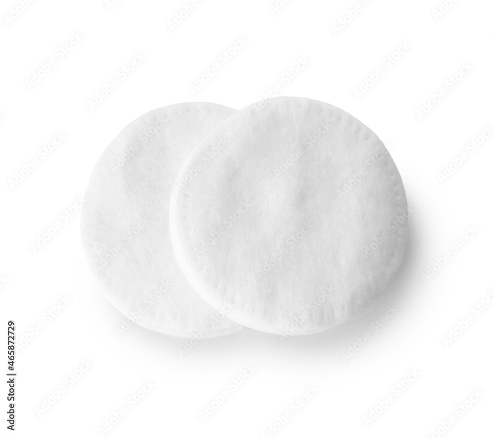 Round cotton pads on white background Round cotton pads on white background