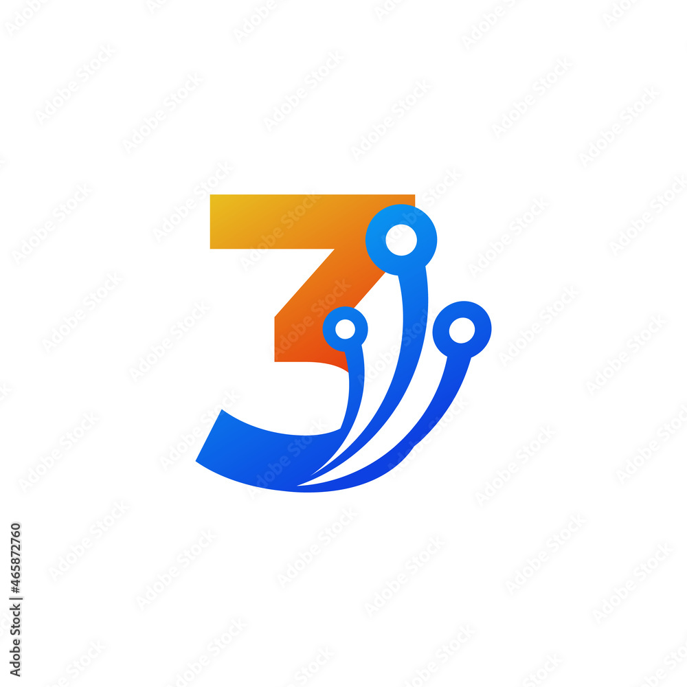 Number 3 Technology Logo Design Template Element Number 3 Technology Logo Design Template Element