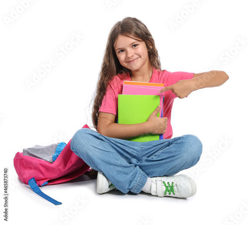 Little schoolgirl isolated ...