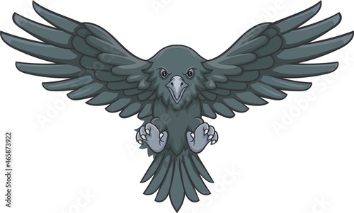 Cartoon crow flying isolated on white background