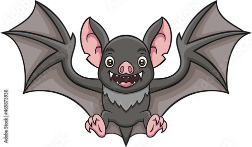 Cartoon bat flying isolated on white background