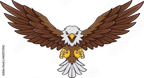 Cartoon eagle flying on white background