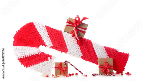 Candy cane pinata and gifts...
