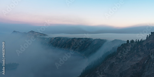 Smoke filled lake.