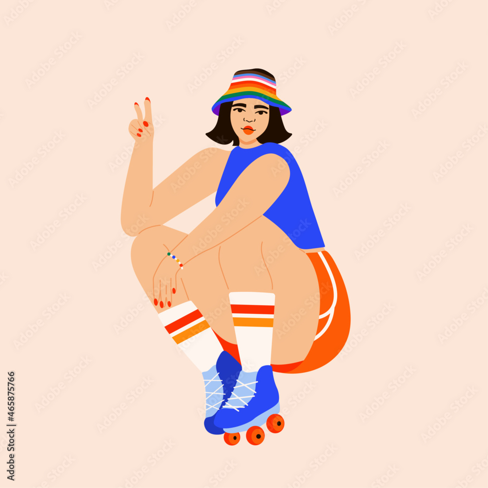 Illustration of young person wearing roller skates Illustration of young person wearing roller skates