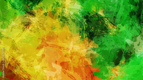 Abstract background painting art with green, yellow and orange paint brush for halloween poster, banner, website, card background
