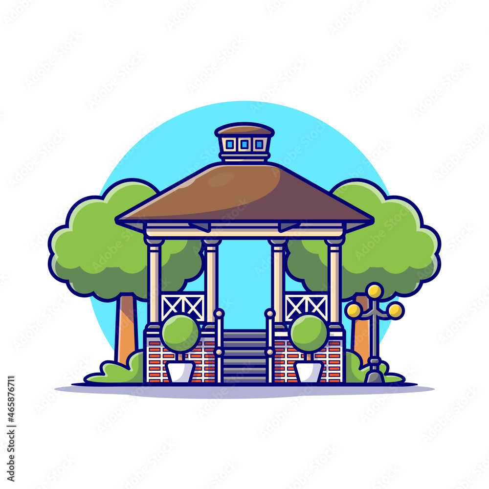 City Park Gazebo Cartoon Vector Icon Illustration. Building Outdoor ...