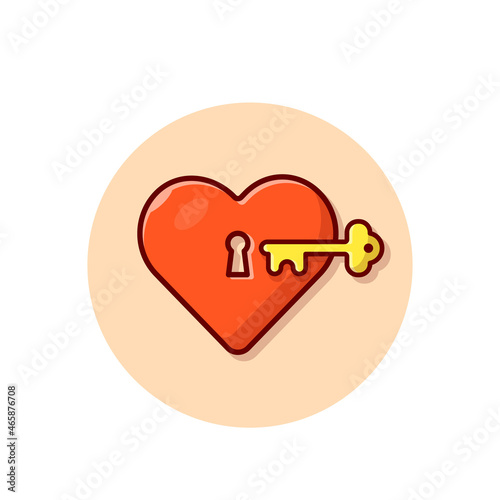 Love And Key Cartoon Vector Icon Illustration. Art Object Icon Concept Isolated Premium Vector. Flat Cartoon Style