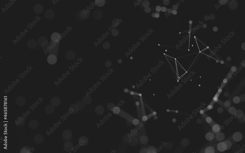 Abstract background. Molecules technology with polygonal shapes, connecting dots and lines. Connection structure. Big data visualization.